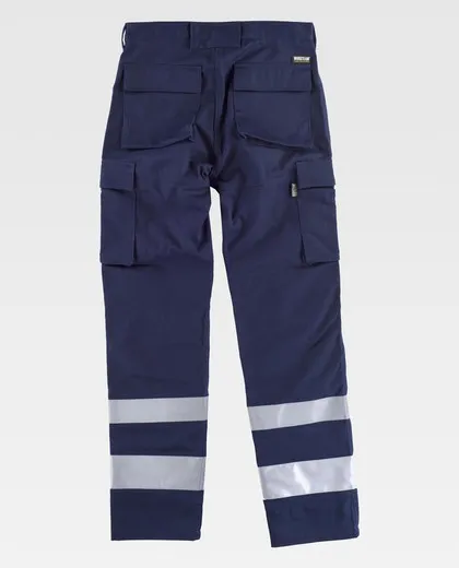 Pantalón multibolsillos con cintas reflectantes Marino