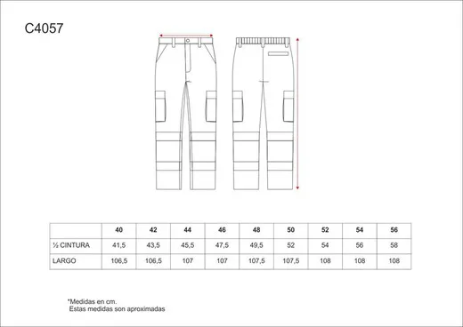 Pantalón multibolsillos con dos cintas de alta visibilidad Marino Rojo