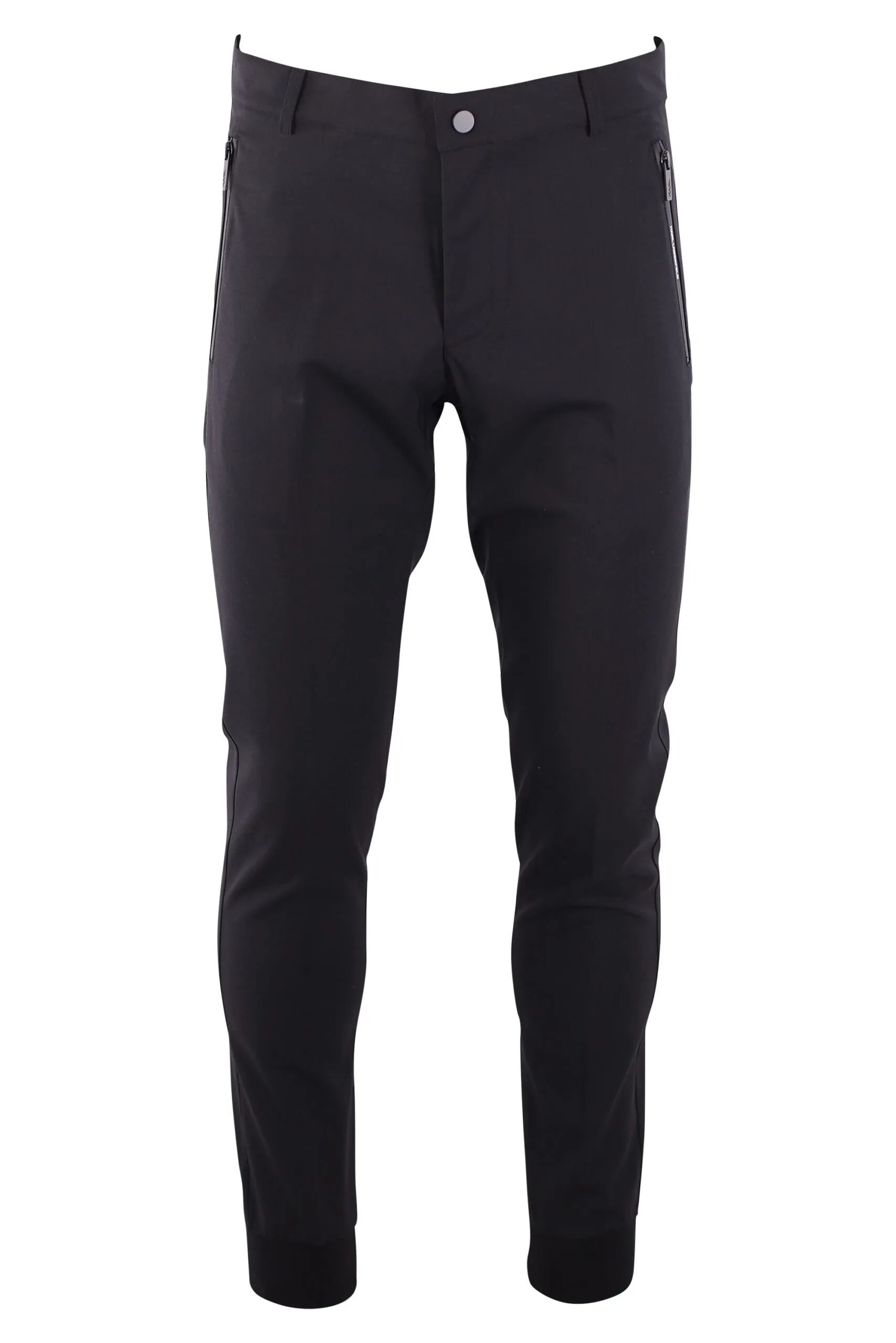 Pantalón negro con logo en cremallera