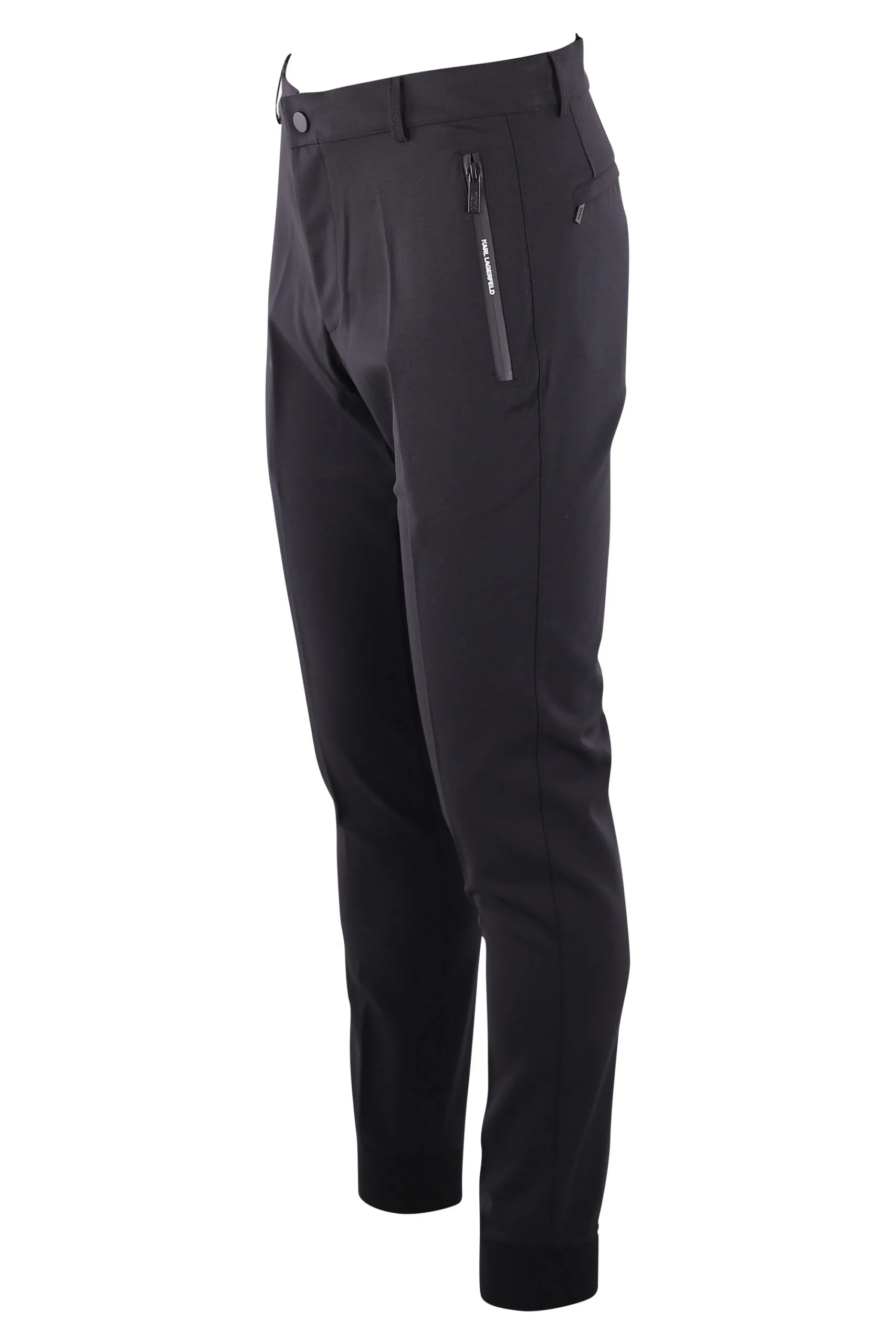 Pantalón negro con logo en cremallera