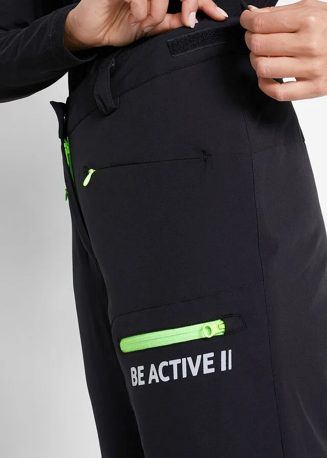 Pantalón térmico funcional de esquí con protector antinieve, material impermeable y corte recto Negro