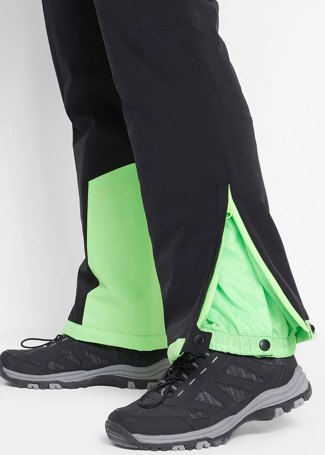 Pantalón térmico funcional de esquí con protector antinieve, material impermeable y corte recto Negro