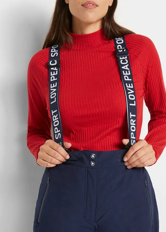 Pantalón térmico funcional de esquí con tirantes desmontables, material impermeable y corte recto Azul marino