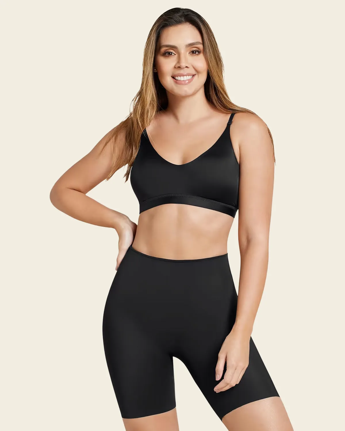 Panty short invisible de compresión de abdomen efecto levanta cola