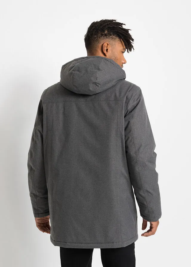 Parka funcional para exteriores con forro polar Gris jaspeado