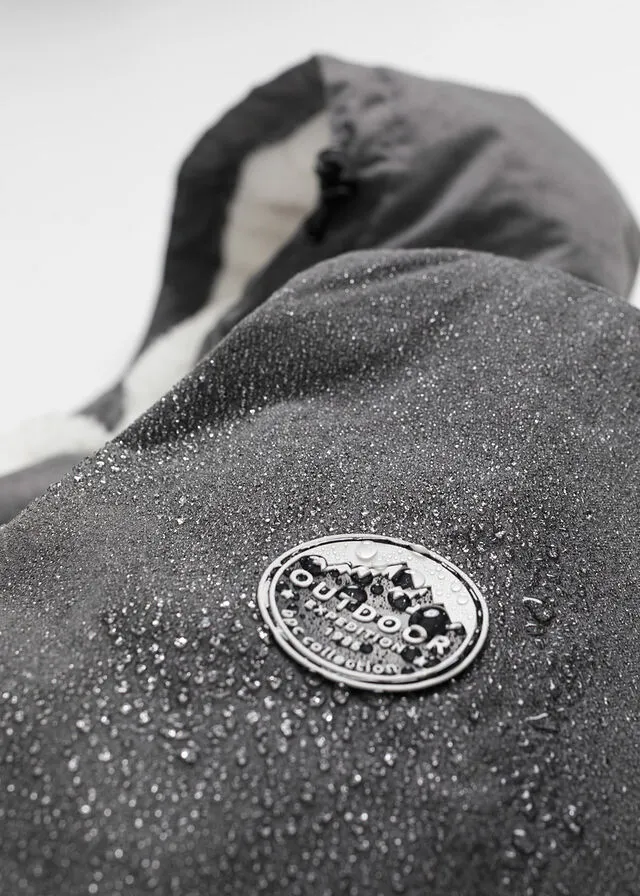 Parka funcional para exteriores con forro polar Gris jaspeado