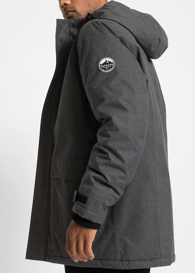 Parka funcional para exteriores con forro polar Gris jaspeado