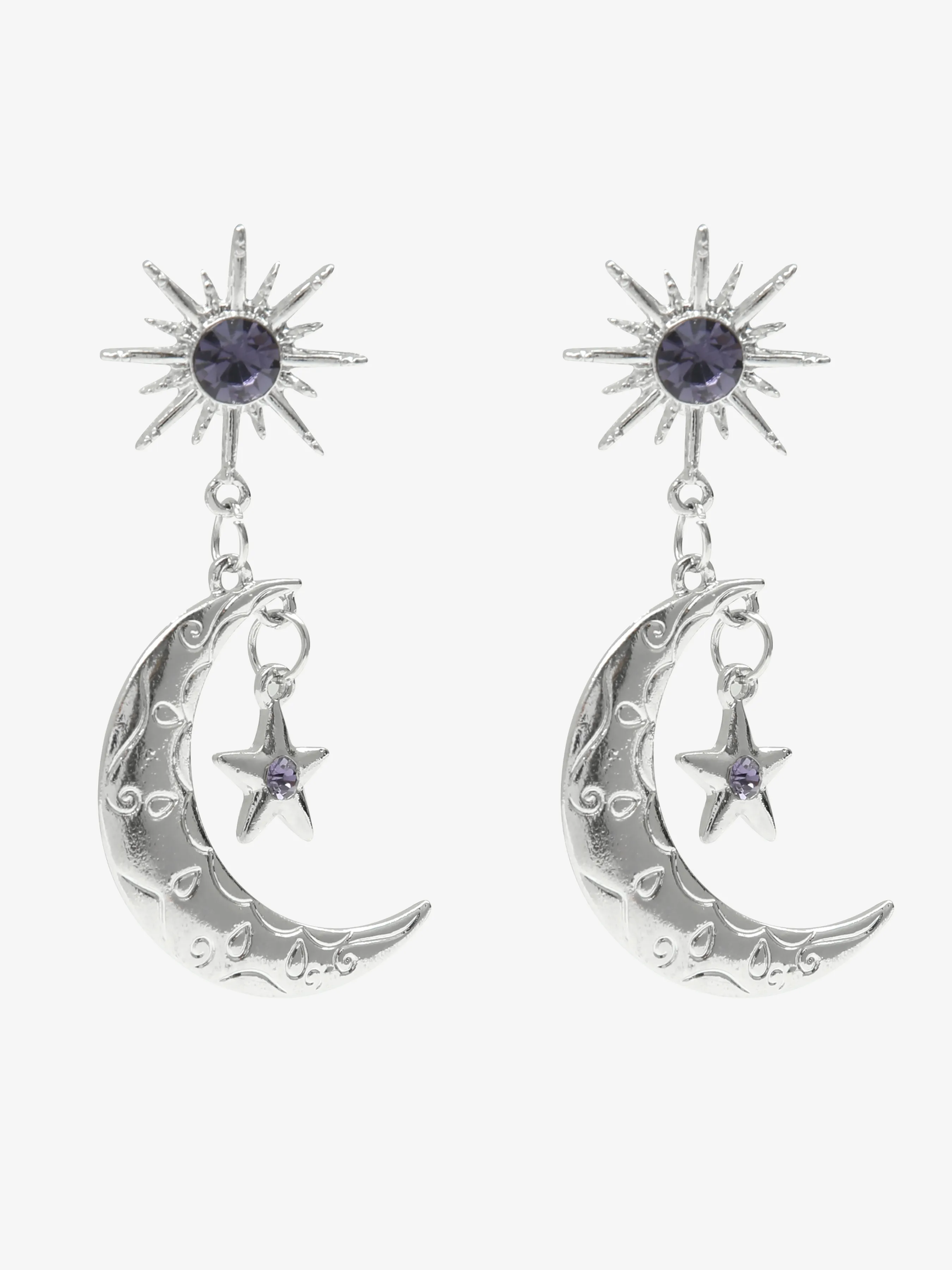 Pendientes de Gota con Decoración de Sol y Estrella