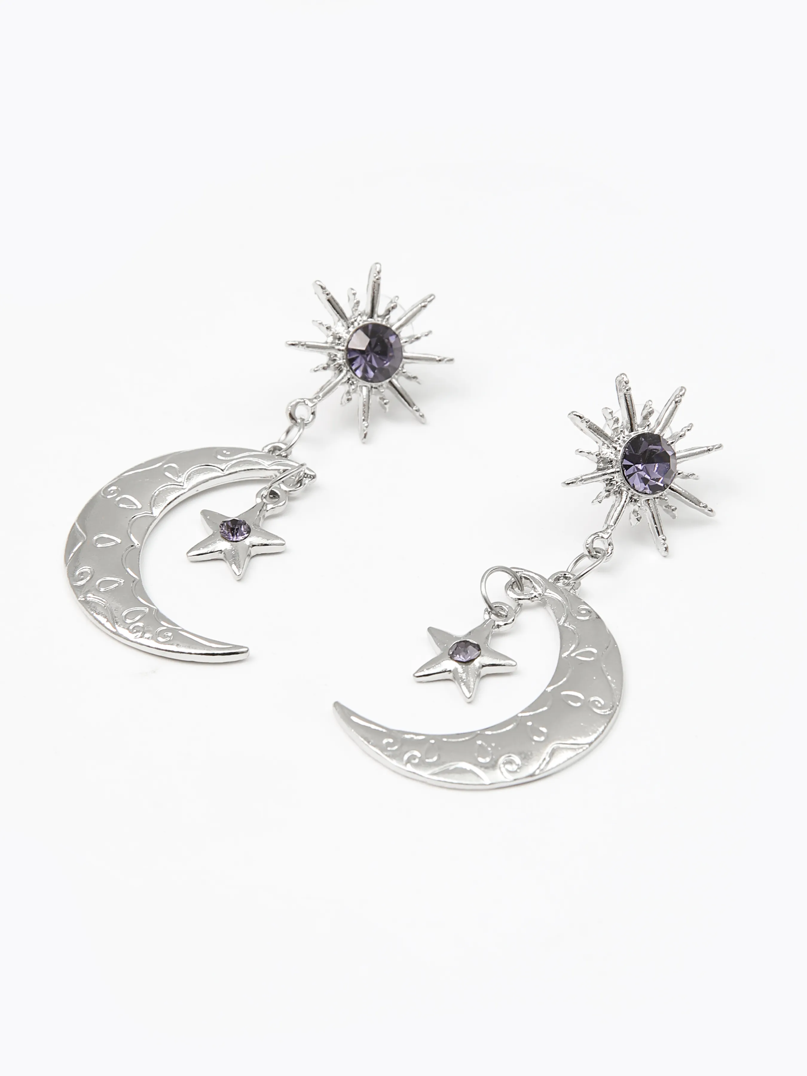 Pendientes de Gota con Decoración de Sol y Estrella