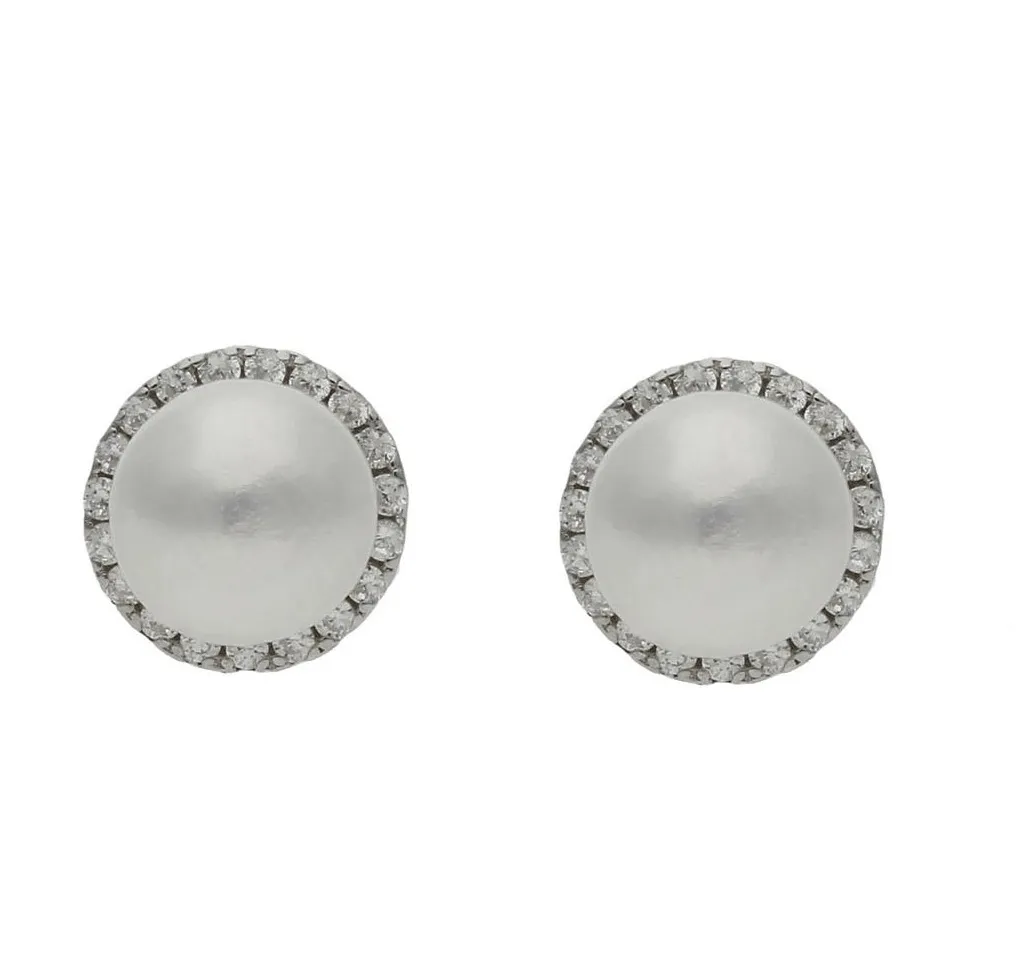Pendientes Plata con Perla y Circonitas