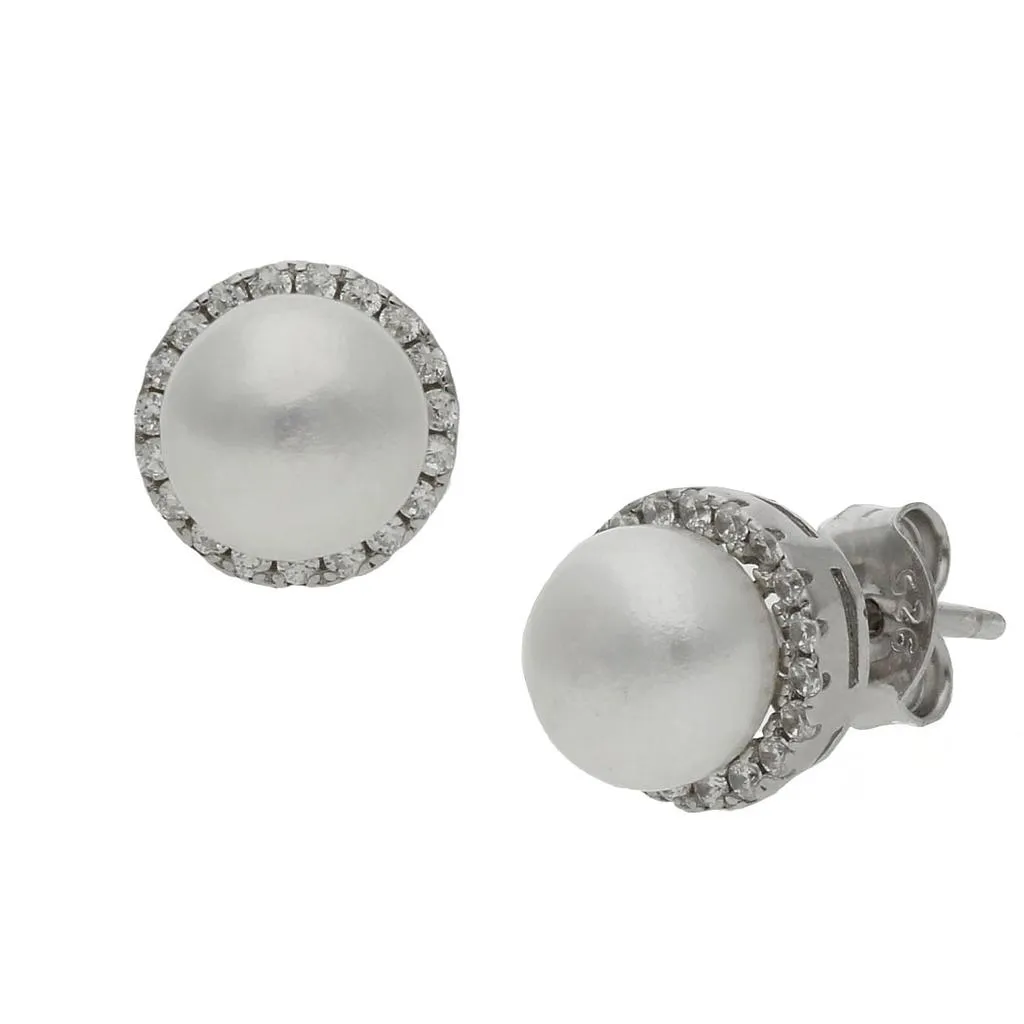 Pendientes Plata con Perla y Circonitas