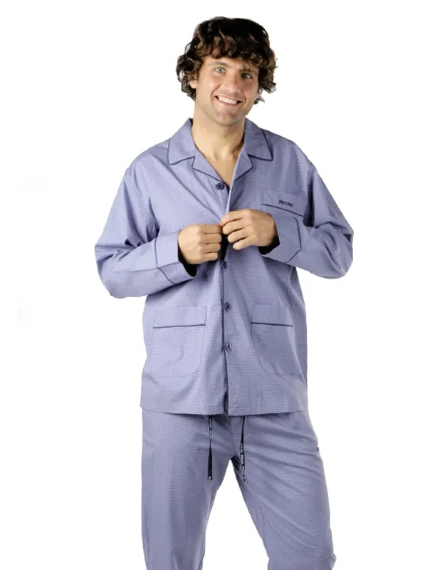 Pijama camisero hombre de Pettrus Man estampado con topitos