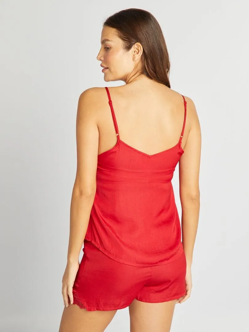 PIJAMA CAMISETA DE TIRANTES + SHORT  2 PIEZAS  ROJO