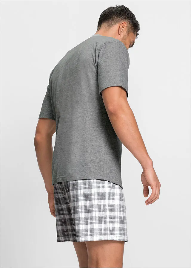 PIJAMA CON ESTAMPADO DEPORTIVO VINTAGE GRIS JASPEADOBLANCO