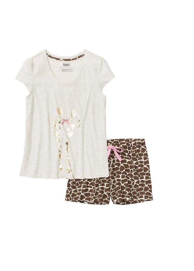 Pijama corto estampado Beige estampado