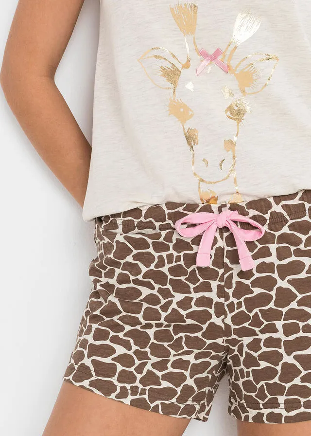 Pijama corto estampado Beige estampado