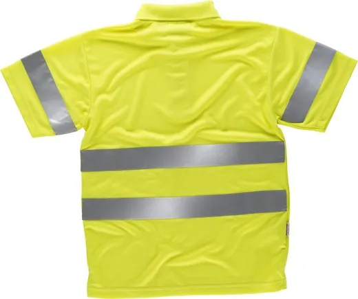 Polo manga corta alta visibilidad cintas reflectantes en torso y manga Amarillo