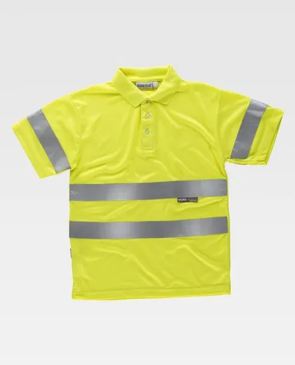 Polo manga corta alta visibilidad cintas reflectantes en torso y manga Amarillo
