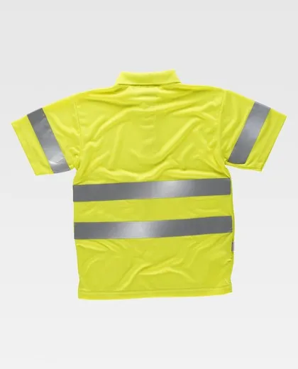 Polo manga corta alta visibilidad cintas reflectantes en torso y manga Amarillo