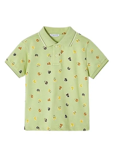 Polo Mayoral Micro Estampado Verde Para Niño