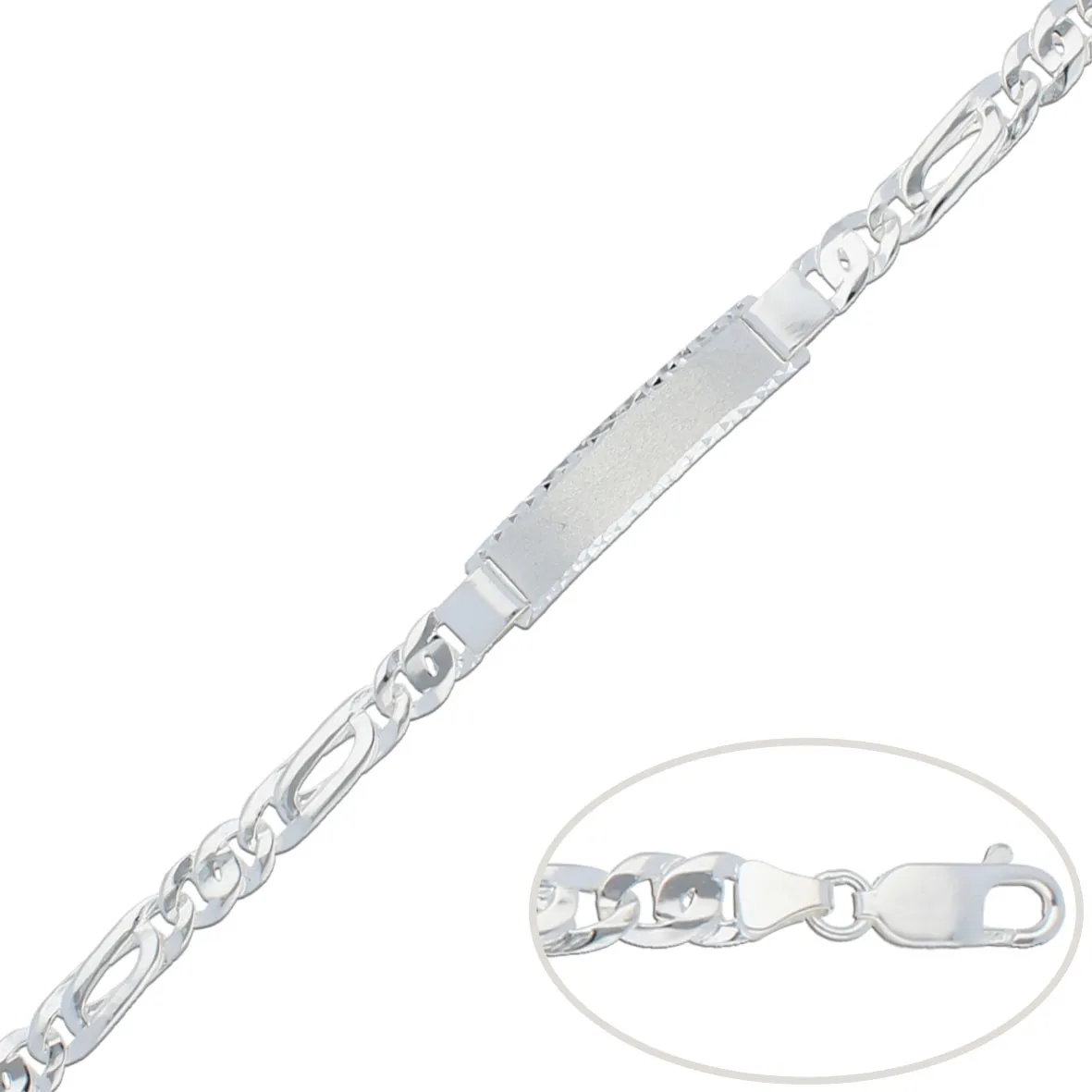 Pulsera con Placa Plata 7mm.