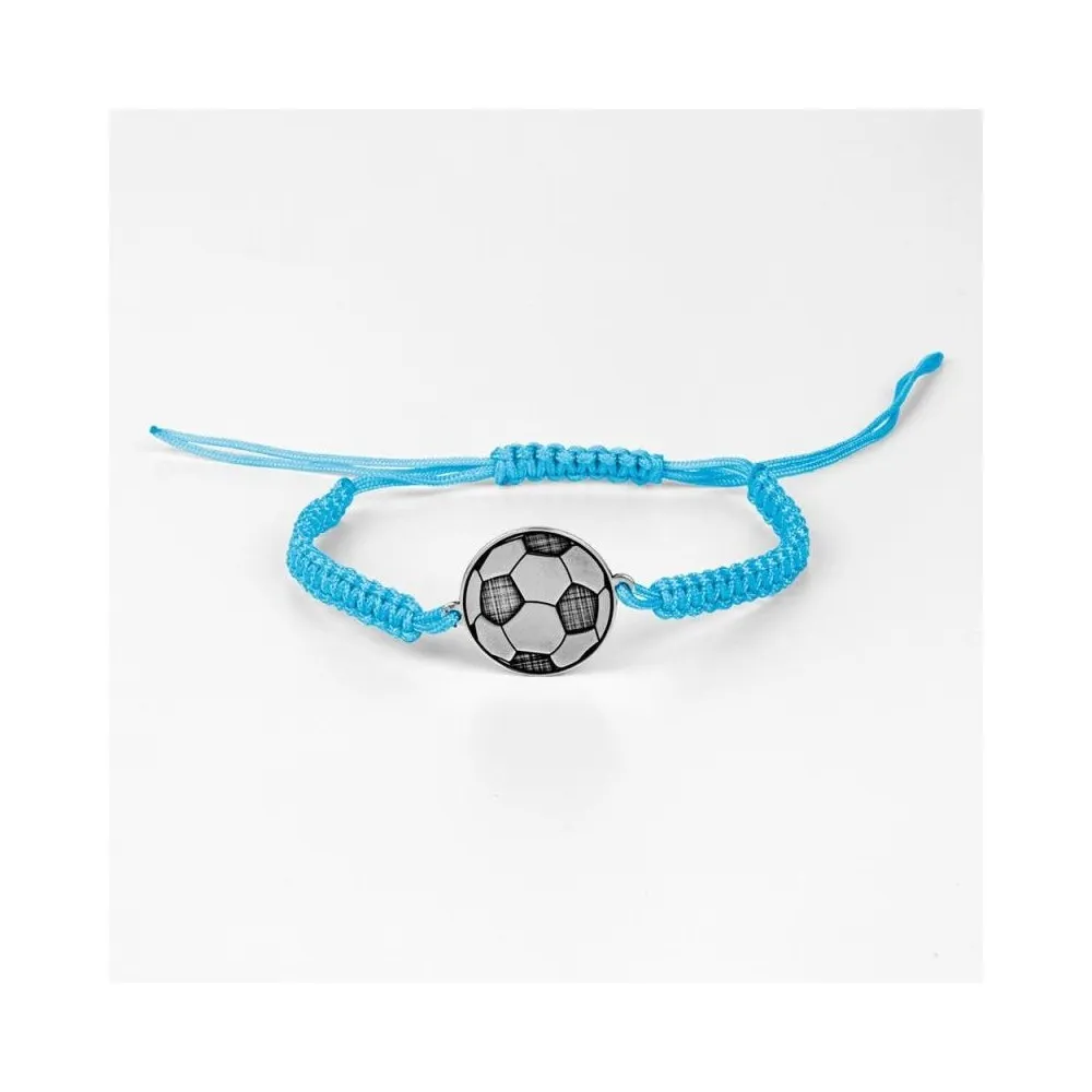 Pulsera de macramé con motivo balón de fútbol 