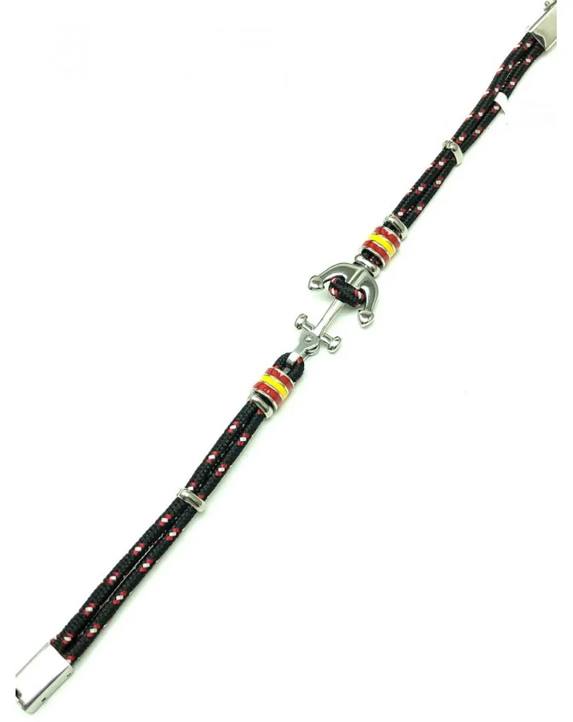 PULSERAS DE HOMBRE CON LA BANDERA DE ESPAÑA NEGRAS