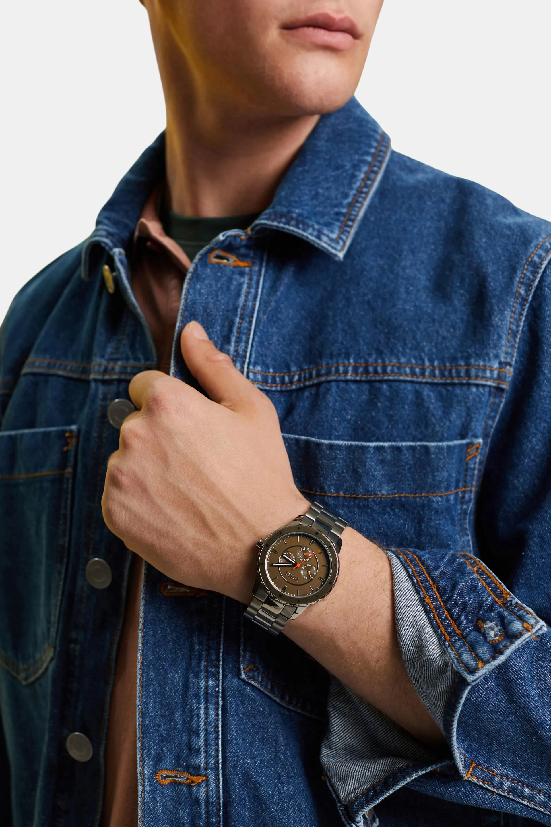 Reloj de acero inoxidable con pulsera de eslabones