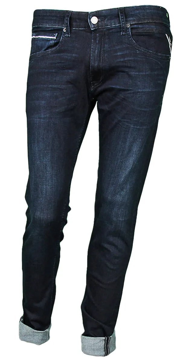 Replay Grover 34L Vaqueros rectos Hyperflex para hombre en azul medio