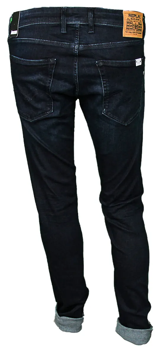 Replay Grover 34L Vaqueros rectos Hyperflex para hombre en azul medio