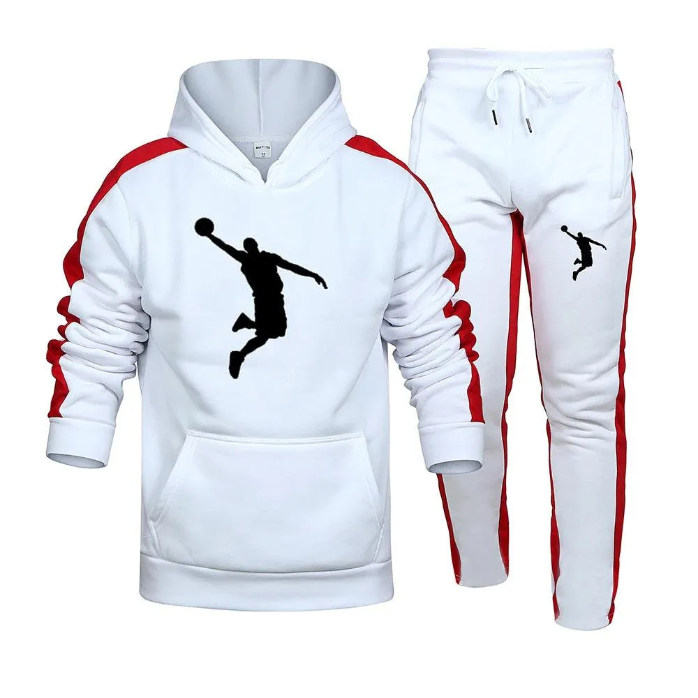 Ropa deportiva de otoo/invierno para hombre, sudadera de 2 piezas + pantalones de chándal