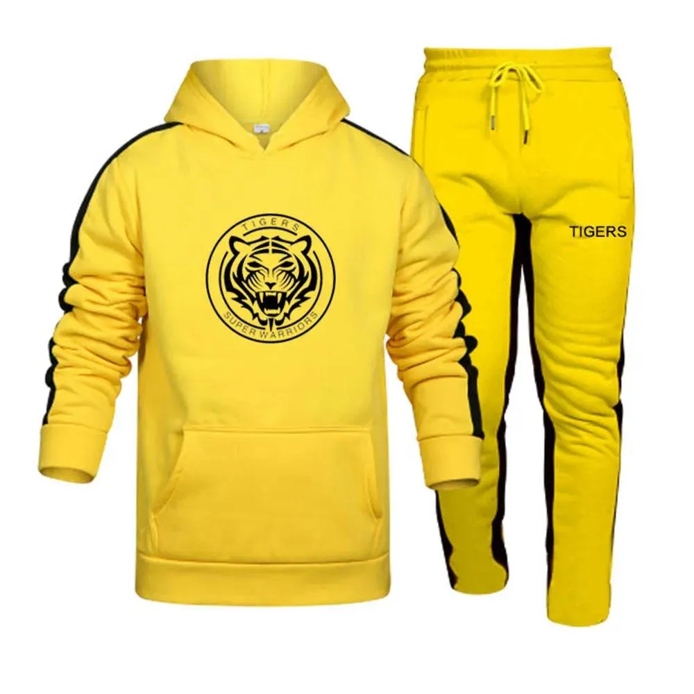 Ropa deportiva de otoo/invierno para hombre, sudadera de 2 piezas + pantalones de chándal