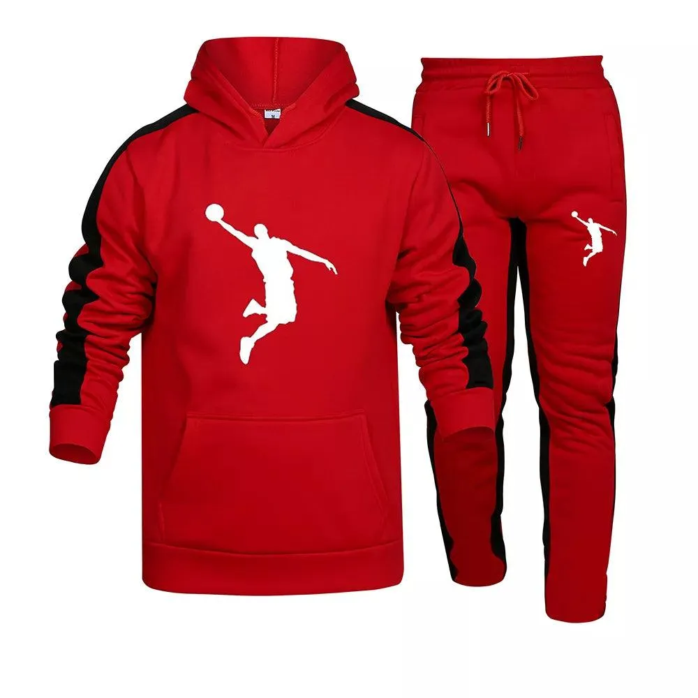 Ropa deportiva de otoo/invierno para hombre, sudadera de 2 piezas + pantalones de chándal