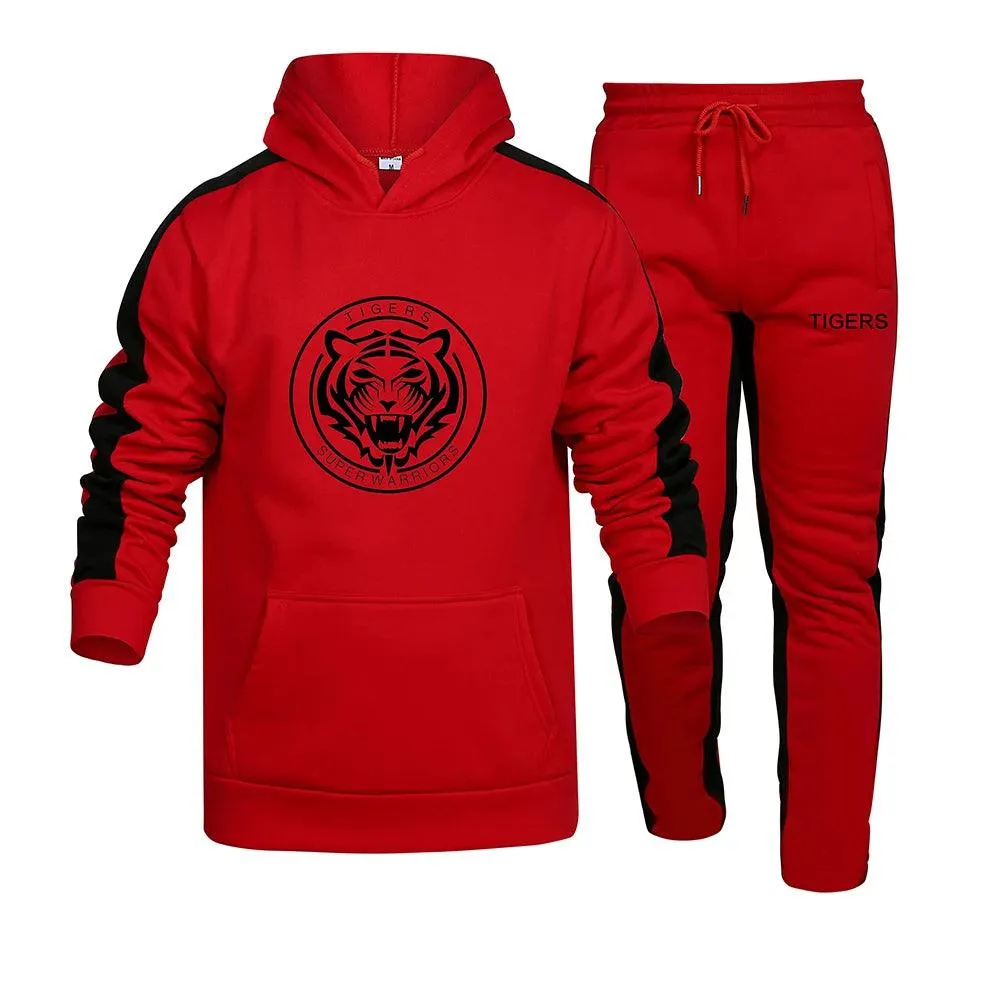 Ropa deportiva de otoo/invierno para hombre, sudadera de 2 piezas + pantalones de chándal