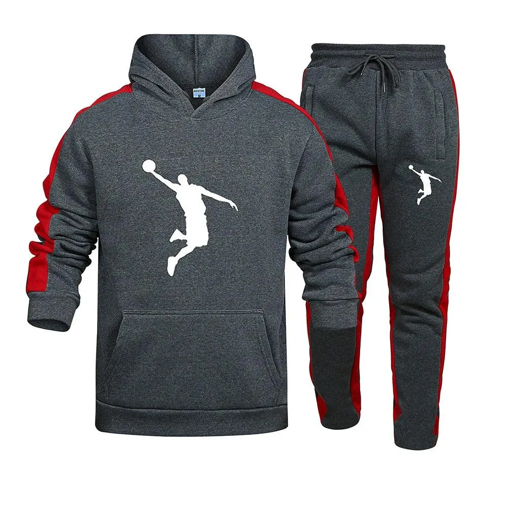 Ropa deportiva de otoo/invierno para hombre, sudadera de 2 piezas + pantalones de chándal