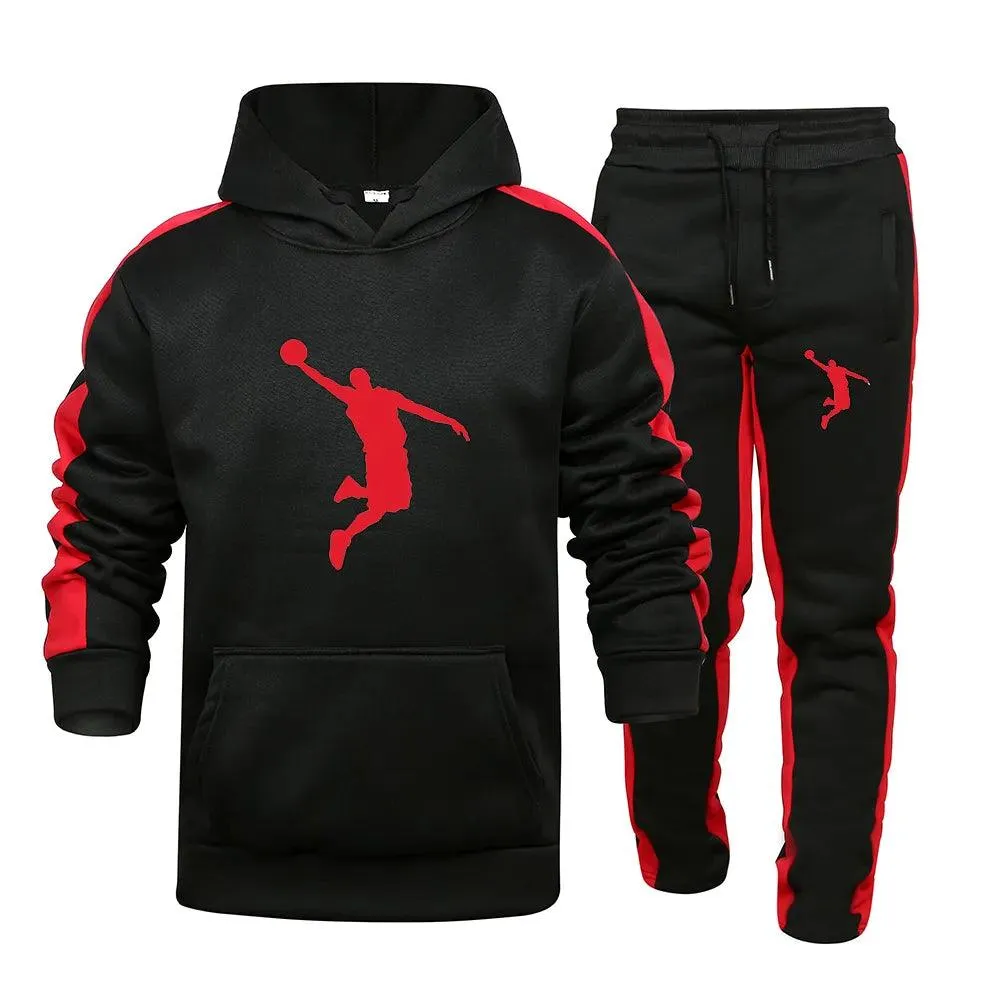 Ropa deportiva de otoo/invierno para hombre, sudadera de 2 piezas + pantalones de chándal
