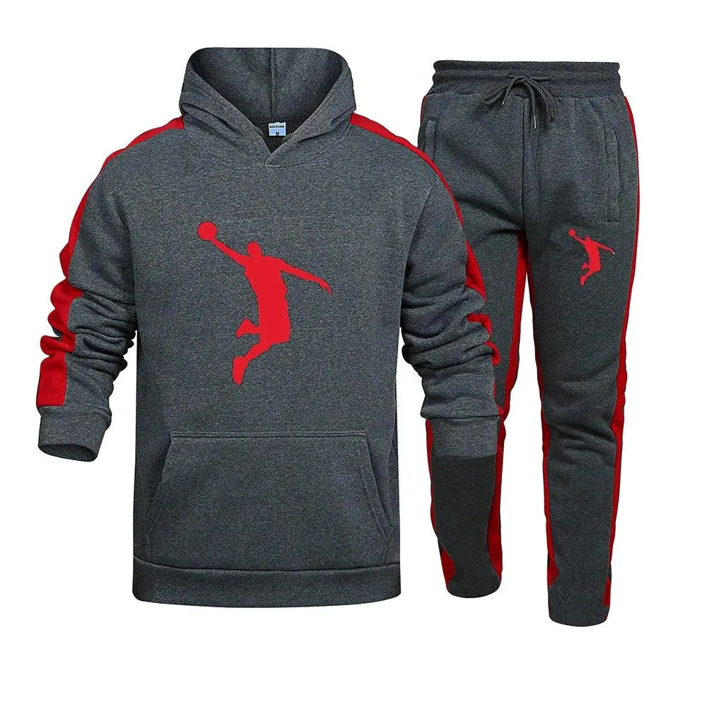 Ropa deportiva de otoo/invierno para hombre, sudadera de 2 piezas + pantalones de chándal