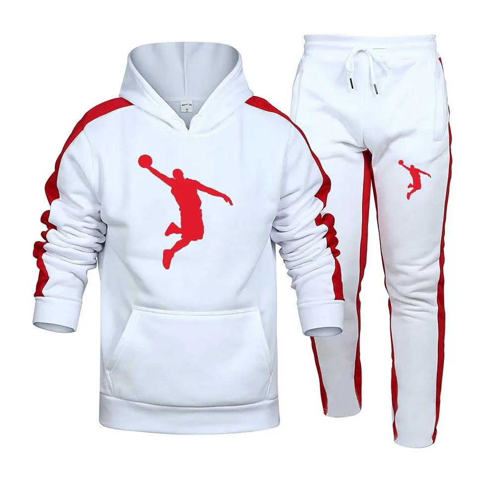 Ropa deportiva de otoo/invierno para hombre, sudadera de 2 piezas + pantalones de chándal