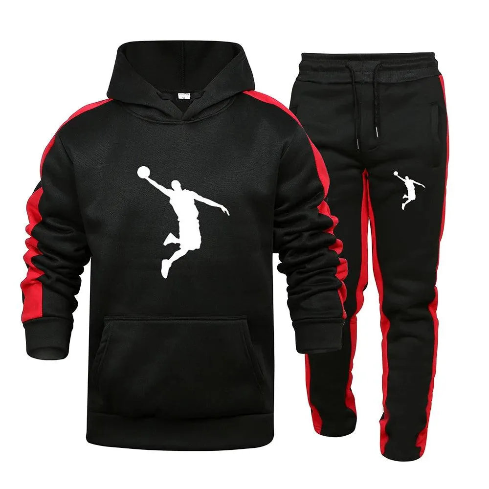 Ropa deportiva de otoo/invierno para hombre, sudadera de 2 piezas + pantalones de chándal