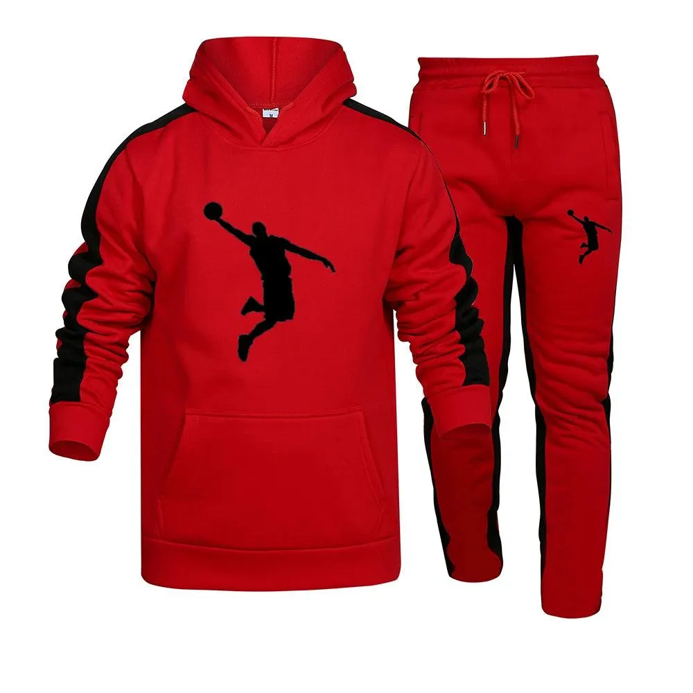 Ropa deportiva de otoo/invierno para hombre, sudadera de 2 piezas + pantalones de chándal