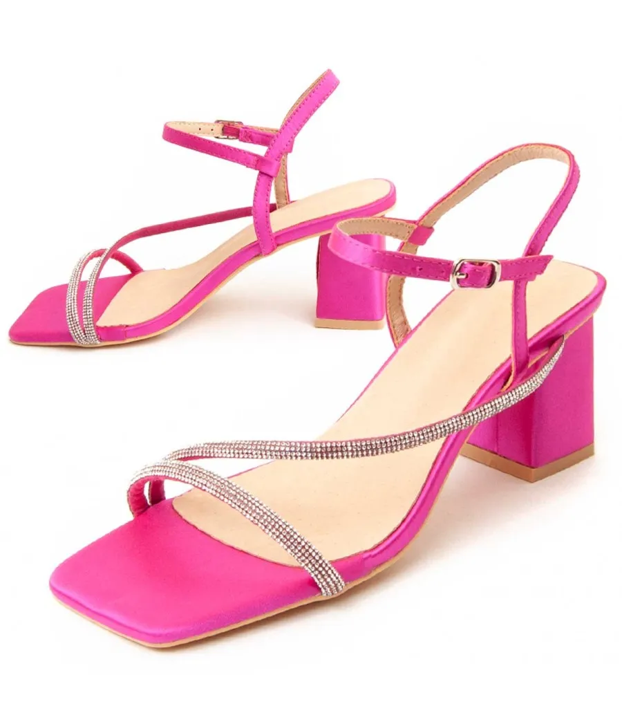 Sandalia Con Tacón Para Mujer.  Montevita  Sanndarey  90490 Fuxia