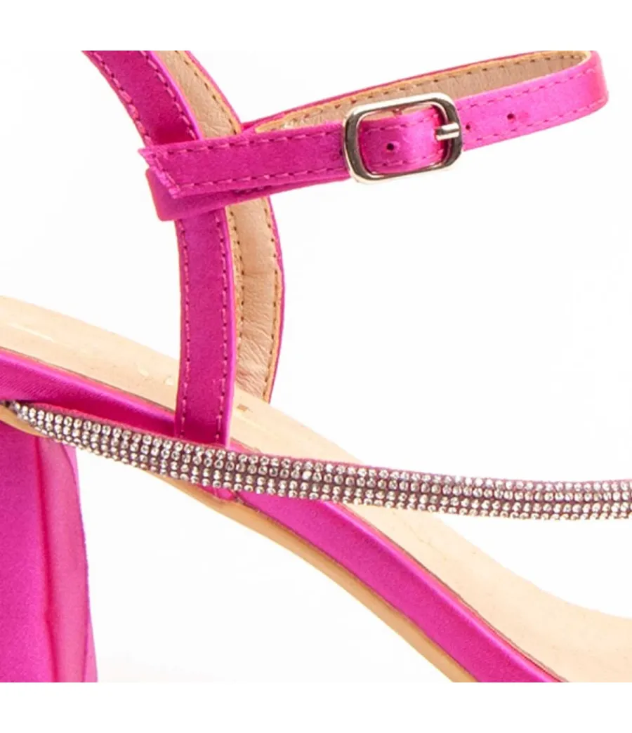 Sandalia Con Tacón Para Mujer.  Montevita  Sanndarey  90490 Fuxia
