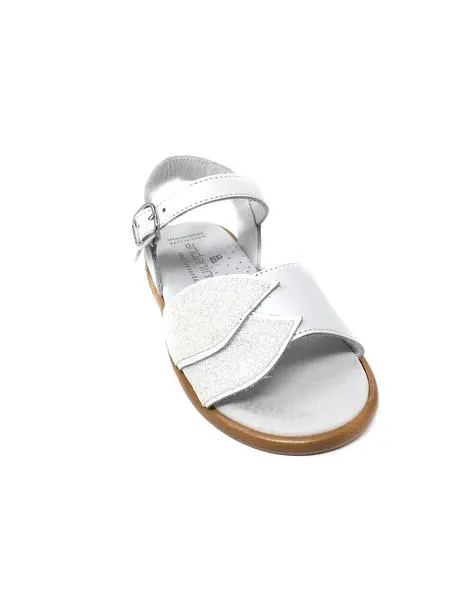 sandalia napa blanca con glitter