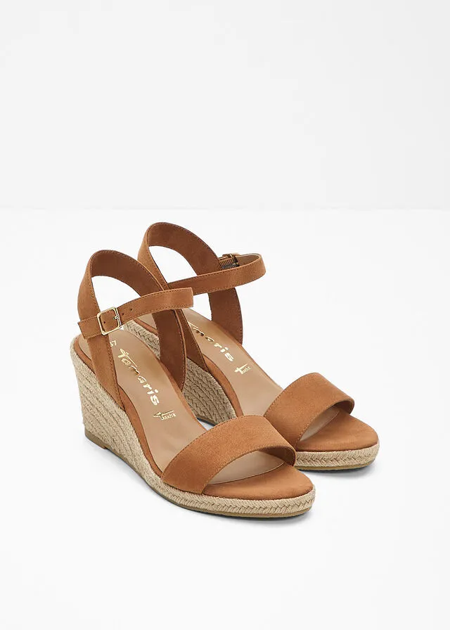Sandalias de tacón con cuña bronceado