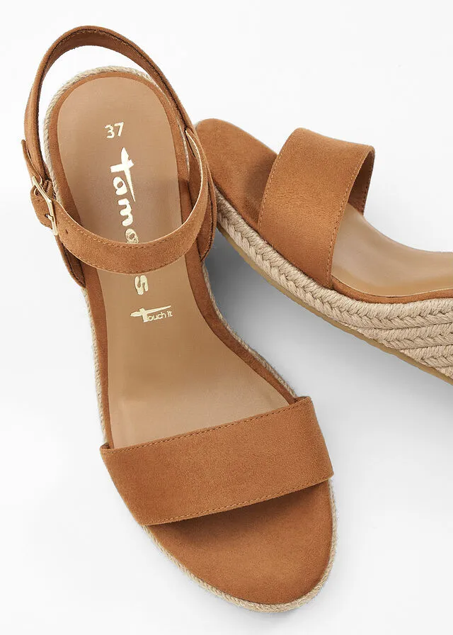 Sandalias de tacón con cuña bronceado