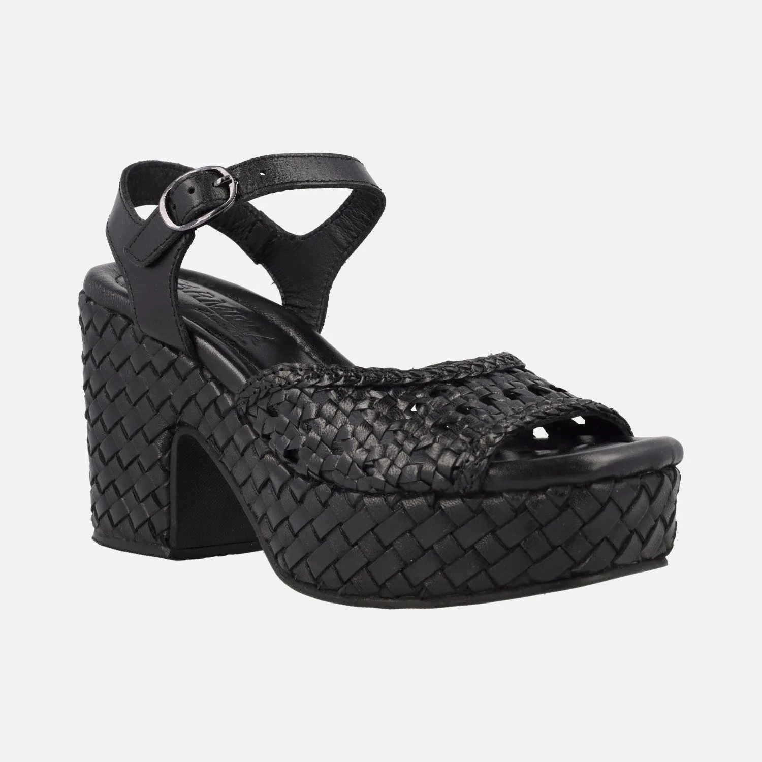 Sandalias trenzadas de piel con tacón y plataforma Carmela 161637