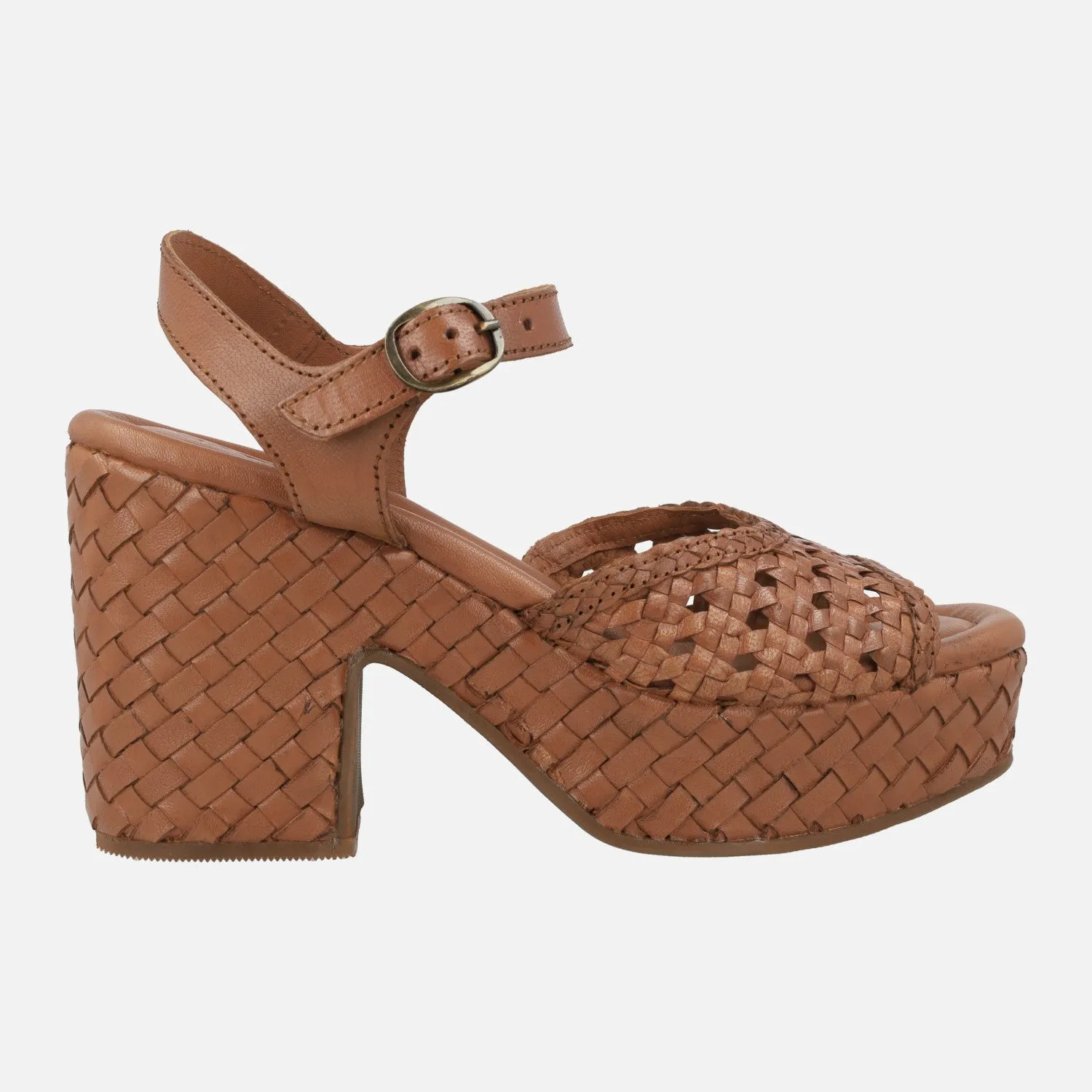 Sandalias trenzadas de piel con tacón y plataforma Carmela 161637