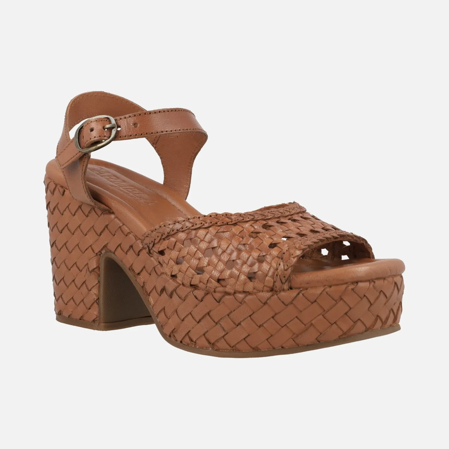 Sandalias trenzadas de piel con tacón y plataforma Carmela 161637