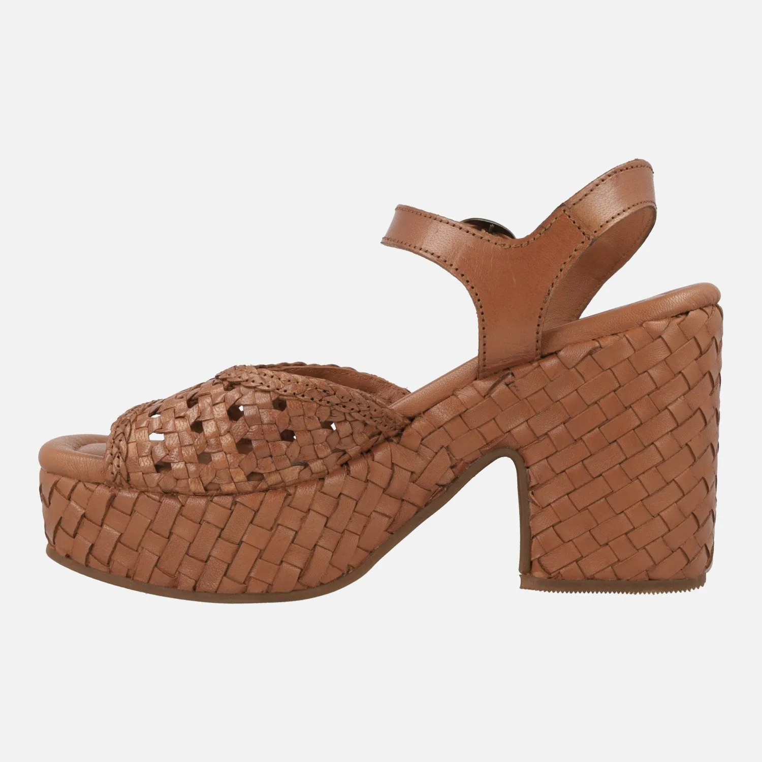 Sandalias trenzadas de piel con tacón y plataforma Carmela 161637
