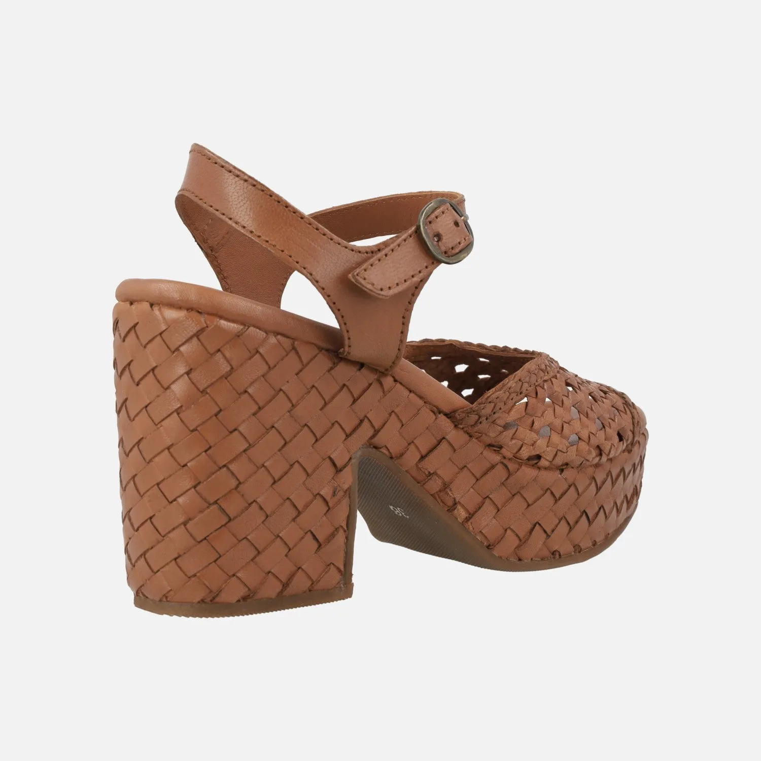 Sandalias trenzadas de piel con tacón y plataforma Carmela 161637